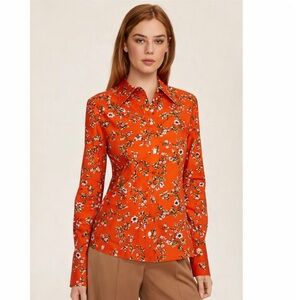 New Tory Burch Floral-Print Button-Down Shirt